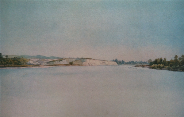 Painting of Ft. Atkinson view from river